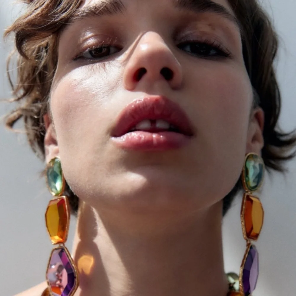 NWOT Zara Resin Geometric Drop Dangle Earrings - Picture 3 of 12